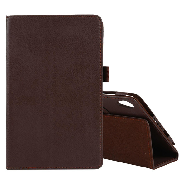 Lenovo Tab M8 Litchi Texture Solid Color Horizontal Flip Leather Case with Holder & Pen Slot(Brown)