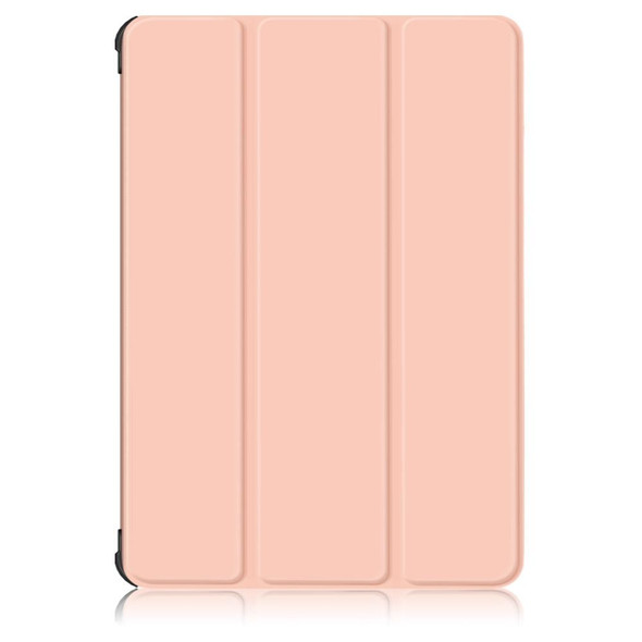 Samsung Galaxy Tab S7 FE 12.4 Solid Color TPU Horizontal Flip Tablet Leather Case with 3-Fold Holder & Sleep / Wake-up Function(Rose Gold)