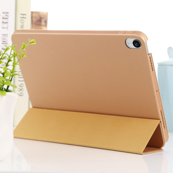 3-fold Horizontal Flip Smart Leatherette Tablet Case with Sleep / Wake-up Function & Holder - iPad mini 6(Gold)
