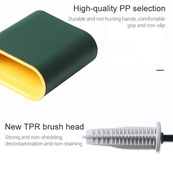 2 PCS Household Long Handle Soft Plastic Gap Toilet Brush TPR Decontamination Cleaning Brush(Green)