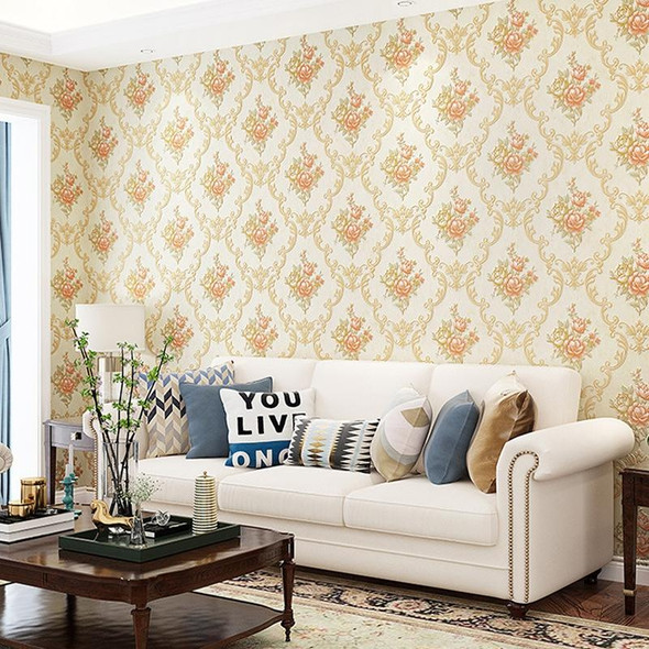 0.53 x 3m 3D Pastoral Style Wallpaper Bedroom Living Room Non-Woven Fabric Self-Adhesive Wall Sticker(203071 Off-white)
