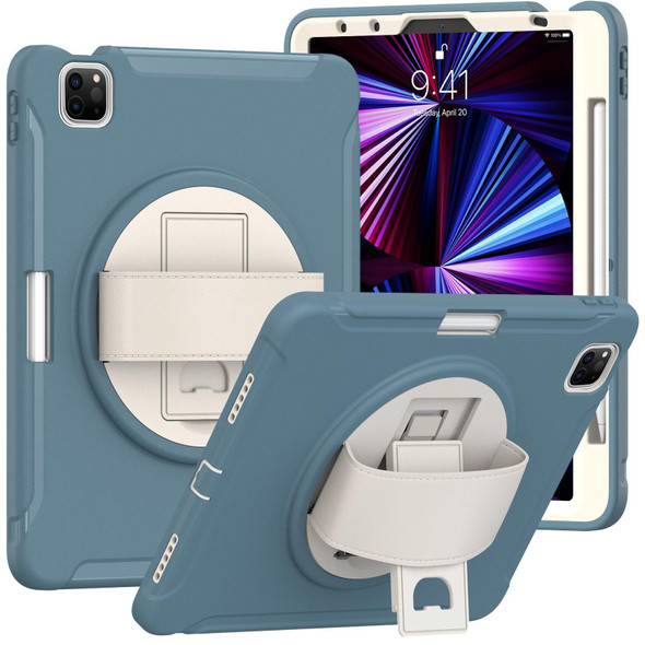 360 Rotation PC + TPU ablet Case with Holder & Strap - iPad Air 2020 / 2022 10.9 / Pro 11 2021 / 2020 / 2018(Cornflower Blue)