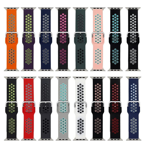 Silicone Strap Watch Band - Apple Watch Series 7 45mm / 6&SE&5&4 44mm / 3&2&1 42mm(Black Yellow)