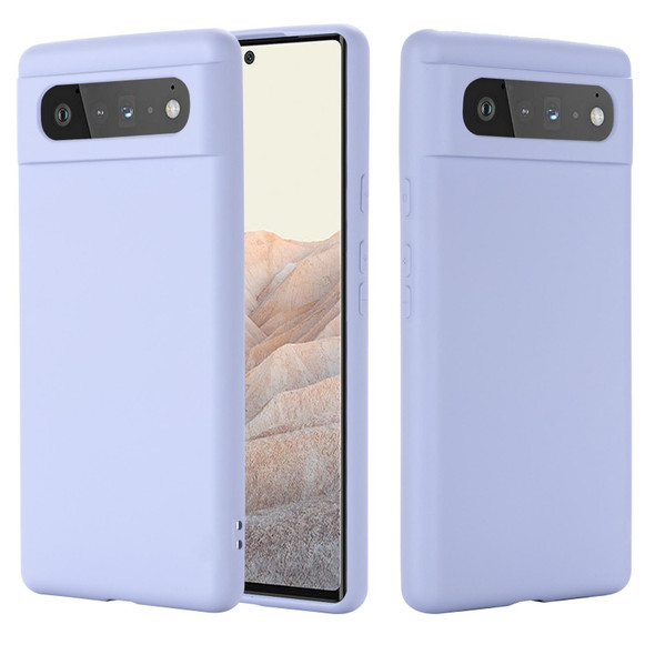 Google Pixel 6 Pure Color Liquid Silicone Shockproof Full Coverage Case(Purple)