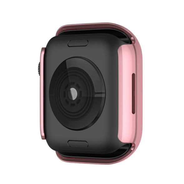 Electroplating PC Single Row Diamond Protective Case - Apple Watch Series 7 45mm(Rose Pink)