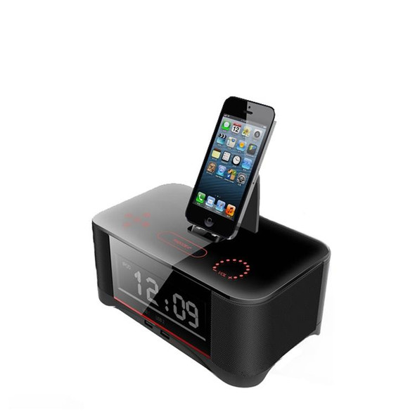 A8 Charging Base Audio NFC Bluetooth Speaker Alarm Clock, Specification: EU Plug(Black)