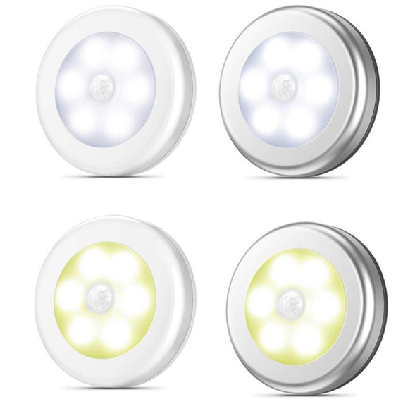 6 LED Home Wardrobe Smart Human Body Sensor Light, Light color: Warm Light (Silver)