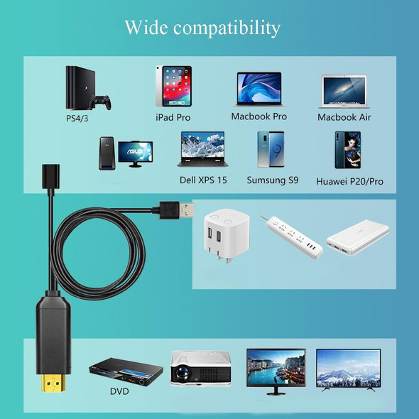 L3B Type-C USB To HDMI-Compatible  Audio Transfer Three-In-One HD Cable TV Screen Connector(Black)