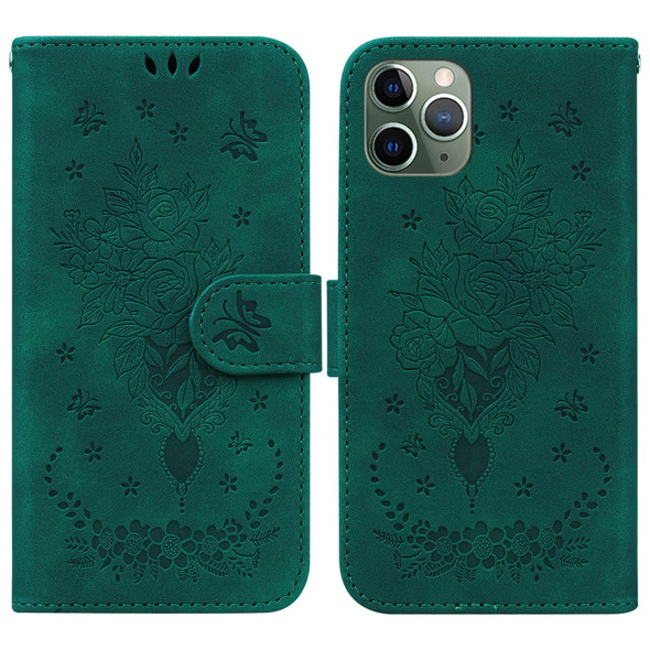 Butterfly Rose Embossed Leatherette Phone Case - iPhone 11 Pro(Green)