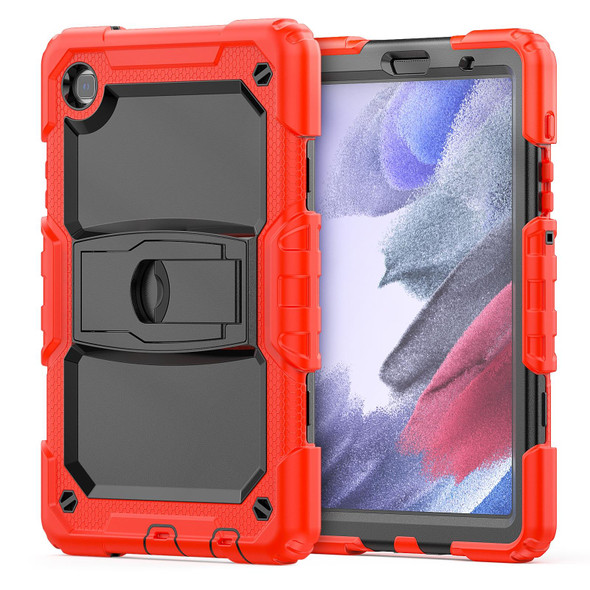 Shockproof Colorful Silica Gel + PC Protective Case with Holder & Shoulder Strap - Samsung Galaxy A7 Lite T220 / T225(Red)