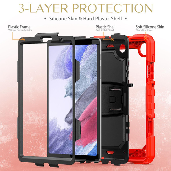 Shockproof Colorful Silica Gel + PC Protective Case with Holder & Shoulder Strap - Samsung Galaxy A7 Lite T220 / T225(Red)