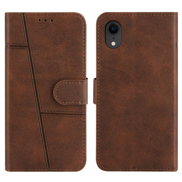 Stitching Calf Texture Buckle Horizontal Flip Leather Case with Holder & Card Slots & Wallet & Lanyard - iPhone XR(Brown)