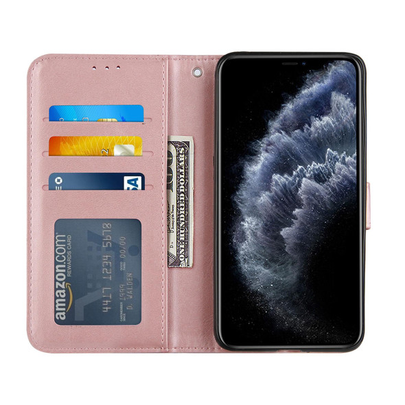 Stitching Calf Texture Buckle Horizontal Flip Leather Case with Holder & Card Slots & Wallet & Lanyard - iPhone 11 Pro Max(Pink)