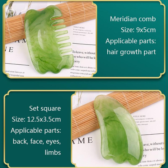 10 PCS Resin Scraping Sheet Massage Facial Tendon Stick Beauty Salon Shave Board Acupuncture Pen, Color Classification: Emerald Green Meridian Comb