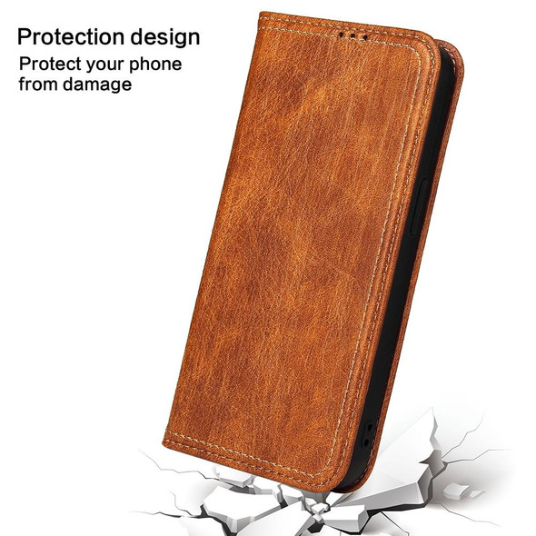 Fierre Shann Retro Tree Bark Texture PU Magnetic Horizontal Flip Leatherette Case with Holder & Card Slots & Wallet - iPhone 13(Brown)