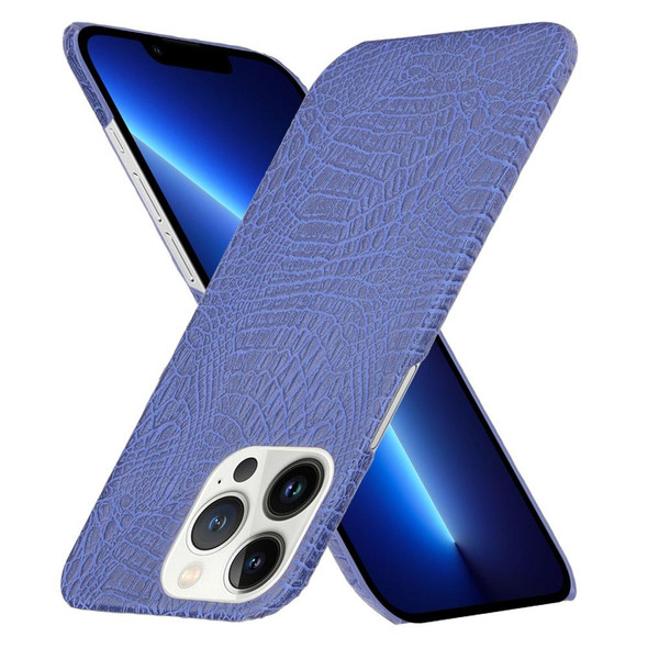 Crocodile PU + PC Phone Case - iPhone 13 Pro(Blue)