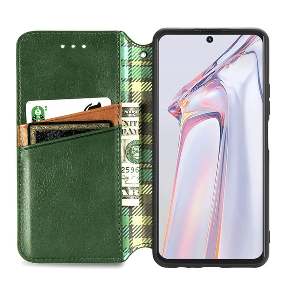 Blackview A100 Cubic Grid Pressed Horizontal Flip Magnetic PU Leatherette Case with Holder & Card Slots & Wallet(Green)