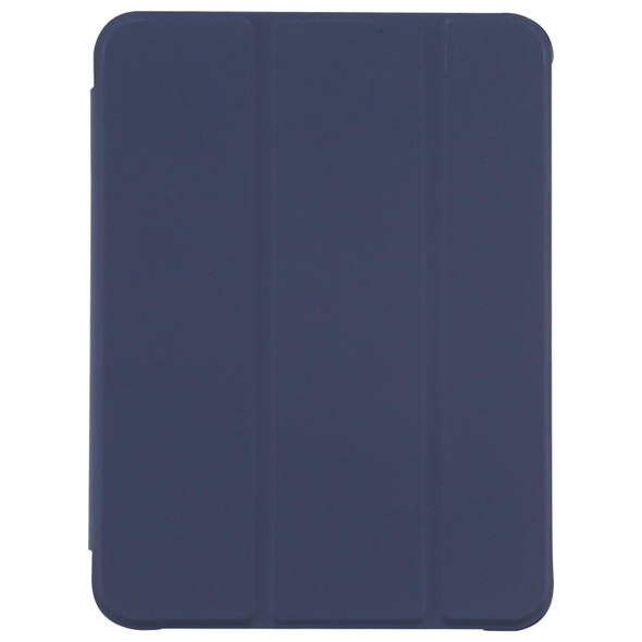 TPU Transparent Back Cover Horizontal Flip Leather Tablet Case with Three-folding Holder & Pen Slot - iPad mini 6(Navy Blue)