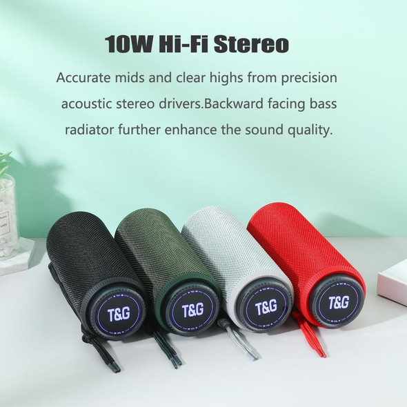 T&G TG332 10W HIFI Stereo Waterproof Portable Bluetooth Speaker(Green)