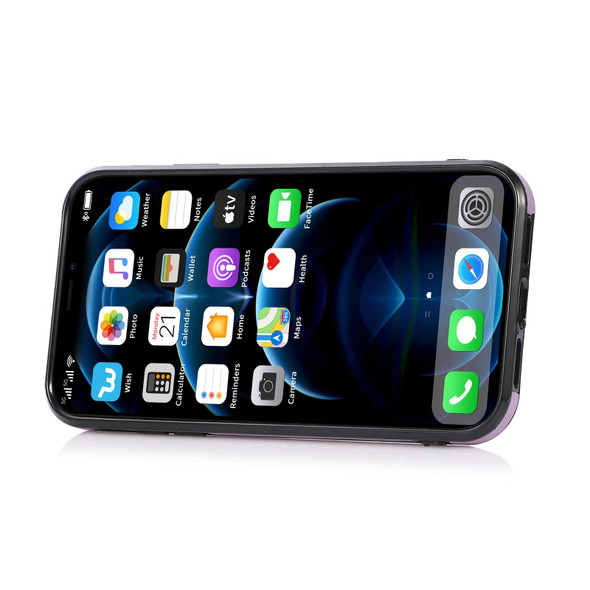 Fashion Buckle Protective Case with Holder & Card Slot & Wallet & Lanyard - iPhone 13 Pro Max(Purple)