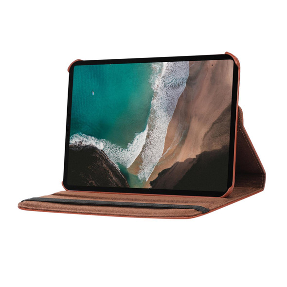 360 Degree Rotation Litchi Texture Flip Leatherette Tablet Case with Holder - iPad mini 6(Orange)