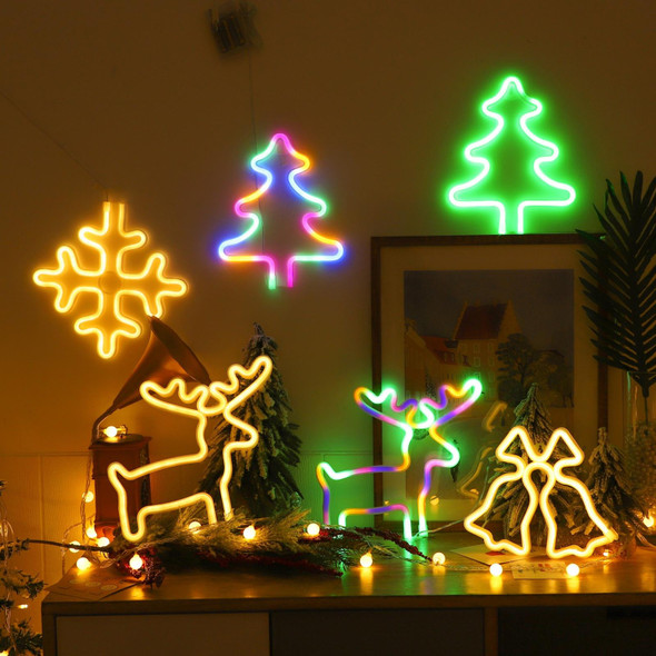 Christmas Decoration Neon Lights Wall-Mounted Ornaments, Spec: Snowflake-Warm Light