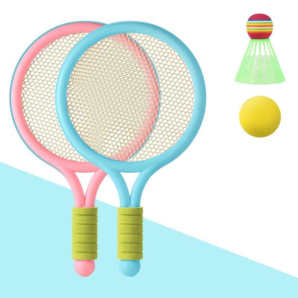 2 Pairs Children Badminton Tennis Racket Outdoor Sports With Two Balls(Blue Pink)