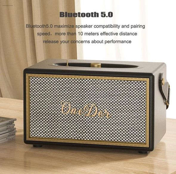 Oneder D6 40W Retro Classic Wooden Portable Outdoor Bluetooth Speaker(Brown)