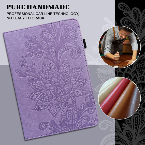 Lace Flower Embossing Pattern Horizontal Flip Leather Case with Holder & Card Slots & Wallet & Photo Frame & Sleep / Wake-up Function - iPad 9.7 2018 / 9.7  2017 / Air 2 / Air(Purple)