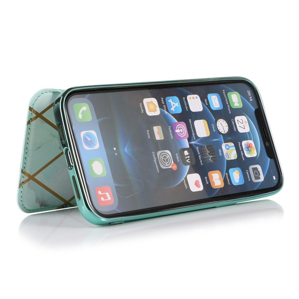 Bronzing Plating PU + TPU Horizontal Flip Leatherette Case with Holder & Card Slot - iPhone 12 Pro Max(Green)