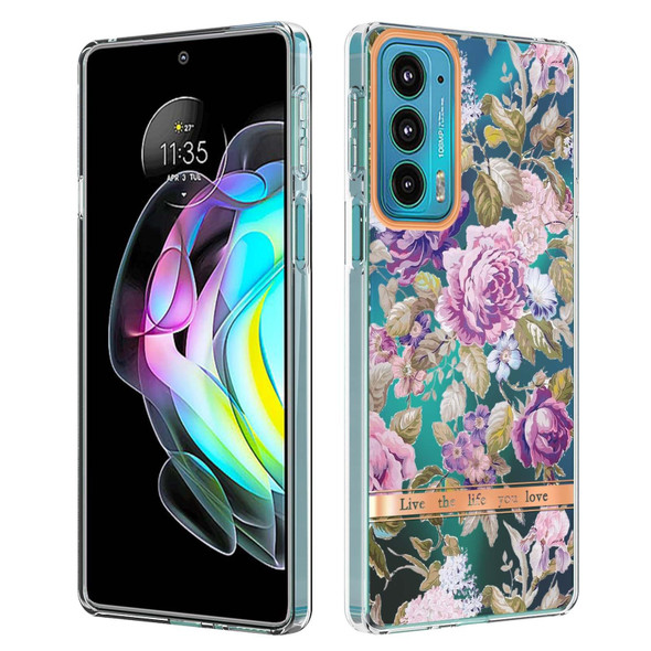 Flowers and Plants Series IMD TPU Phone Case - Motorola Edge 20(Purple Peony)