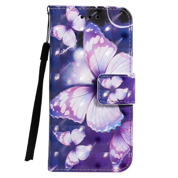 3D Painting Horizontal Flip Leatherette Case with Holder & Card Slot & Lanyard - iPhone 12 mini(Purple Butterflies)