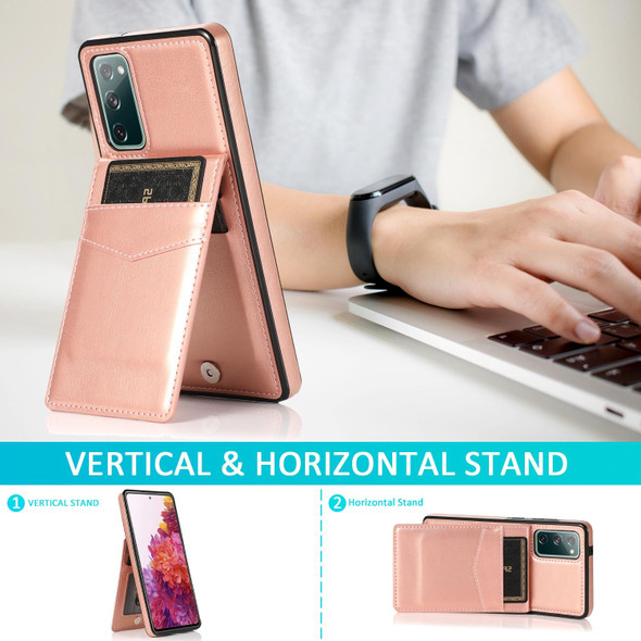 Samsung Galaxy S20 FE Solid Color PC + TPU Protective Case with Holder & Card Slots(Rose Gold)