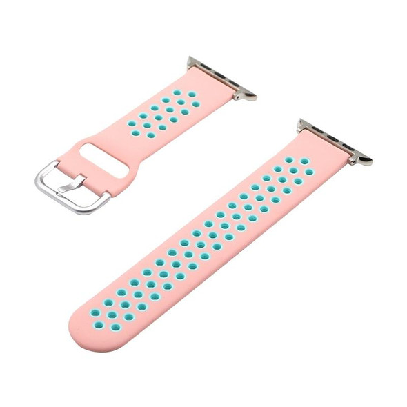 Silicone Strap Watch Band - Apple Watch Series 7 41mm / 6&SE&5&4 40mm / 3&2&1 38mm(Pink Green)