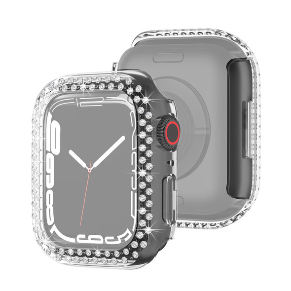 Electroplating PC Double Rows Diamond Protective Case - Apple Watch Series 7 45mm(Transparent)