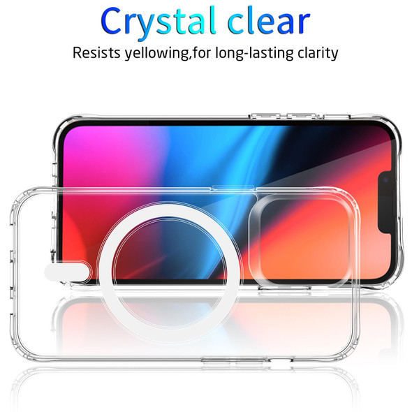 Magsafe Case Magnetic Ring Clear Crystal Acrylic +TPU Four-corner Airbag Shockproof Case - iPhone 13 Pro(Transparent)