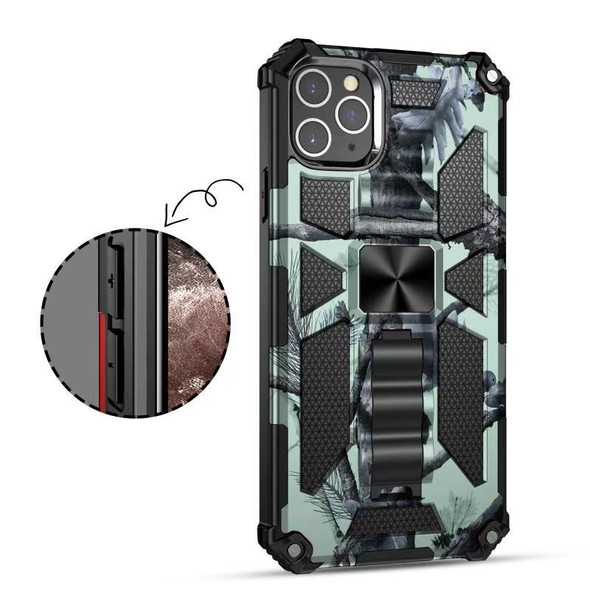 Camouflage Armor Shockproof TPU + PC Magnetic Protective Case with Holder - iPhone 12 mini(Mint Green)