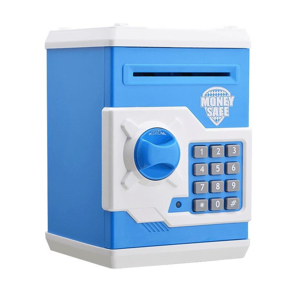 Password Safe Deposit Box Children Automatic Savings ATM Machine Toy, Colour: White Blue