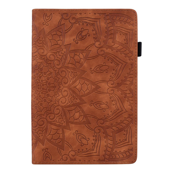 Calf Pattern Double Folding Design Embossed Leatherette Tablet Case with Holder & Card Slots & Pen Slot & Elastic Band - iPad mini 6(Brown)