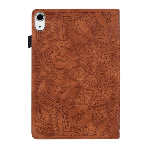 Calf Pattern Double Folding Design Embossed Leatherette Tablet Case with Holder & Card Slots & Pen Slot & Elastic Band - iPad mini 6(Brown)