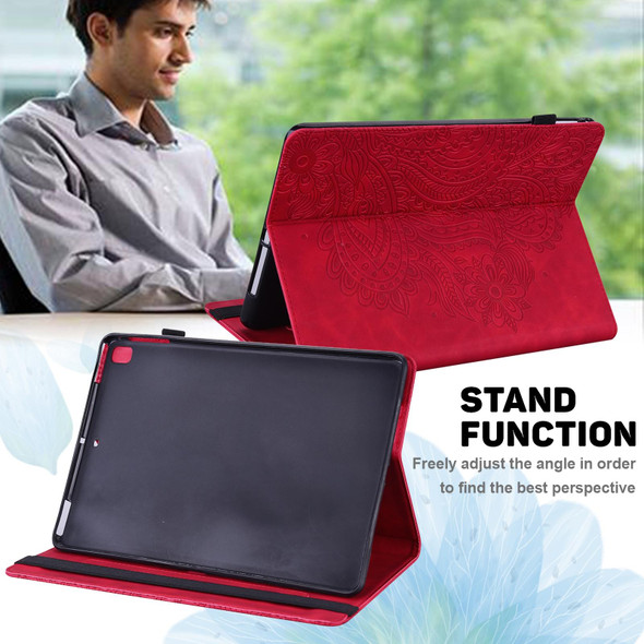 Samsung Galaxy Tab S2 9.7 T815 Peacock Embossed Pattern TPU + PU Horizontal Flip Leather Case with Holder & Card Slots & Wallet(Red)
