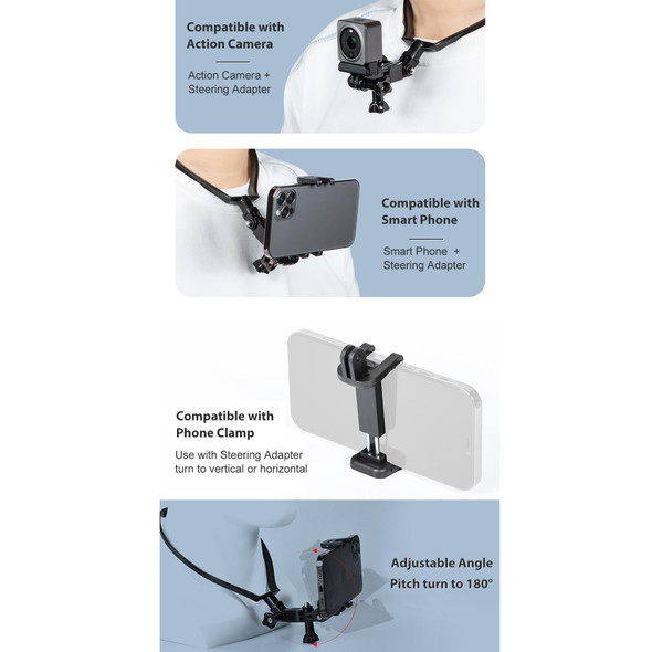 DJI Action 2 / Action STARTRC 1110275 Neck-hanging Bracket Shooting Equipment(Black)