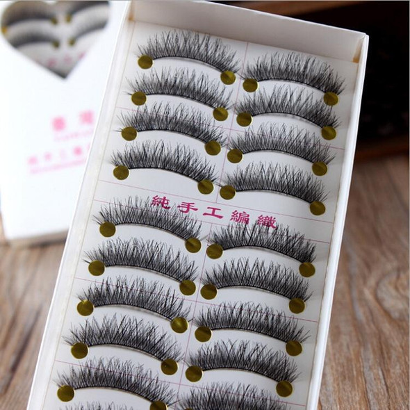 10 Pairs M14 Criss-Cross Cotton Stem Natural Makeup Lashes Charming Long Thick Black False Eyelashes