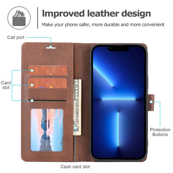 Classic Wallet Flip Leatherette Phone Case - iPhone 13 Pro(Brown)