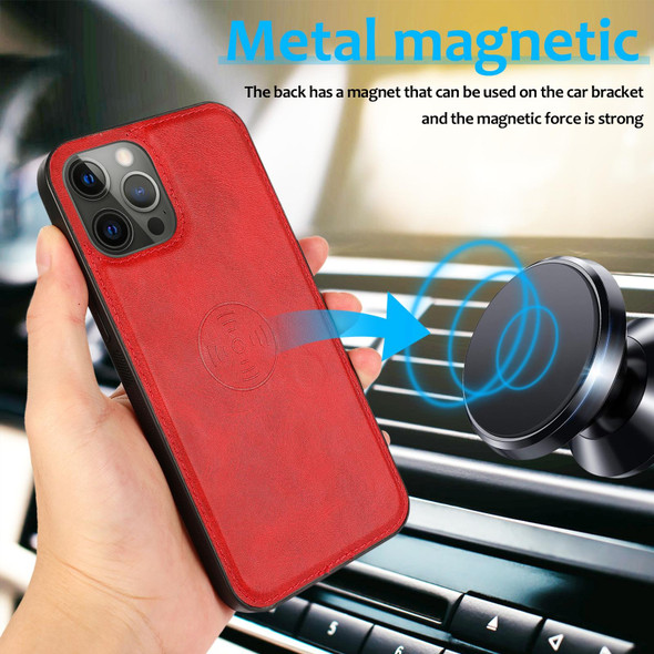 Calf Texture 2 in 1 Detachable Magnetic Back Cover Horizontal Flip Leatherette Case with Holder & Card Slots & Wallet & Photo Frame - iPhone 13 Pro(Red)