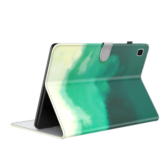 Samsung Galaxy Tab A7 10.4 2020 T500 / T505 Voltage Watercolor Pattern Skin Feel Magnetic Horizontal Flip PU Leather Case with Holder & Card Slots & Photo Frame & Sleep / Wake-up Function(Cyan Green)