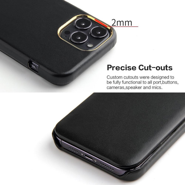 Fierre Shann Magnetic Genuine Leatherette Phone Case - iPhone 13 Pro(Black)