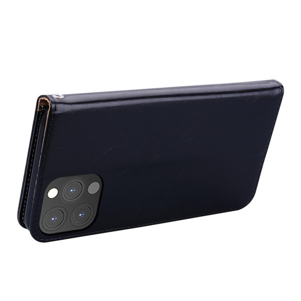 Business Style Oil Wax Texture Horizontal Flip Leatherette Case with Holder & Card Slots & Wallet - iPhone 13 Pro(Black)