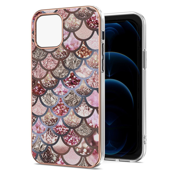 Electroplating Pattern IMD TPU Shockproof Case - iPhone 13(Pink Scales)