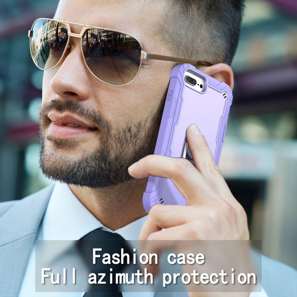 PC + Rubber 3-layers Shockproof Protective Case with Rotating Holder - iPhone 8 Plus / 7 Plus(Purple)